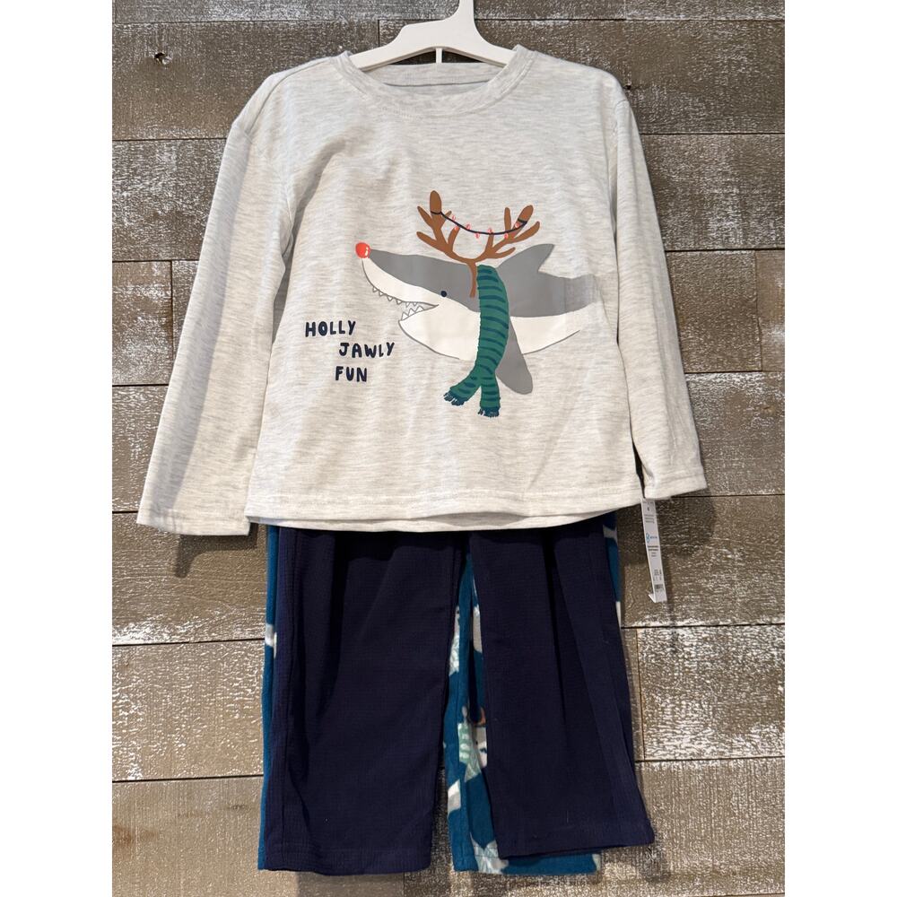 Shark Pajama Set NWT – 3 Piece, Fleece Pants & Long Sleeve Top (Boys) 4T